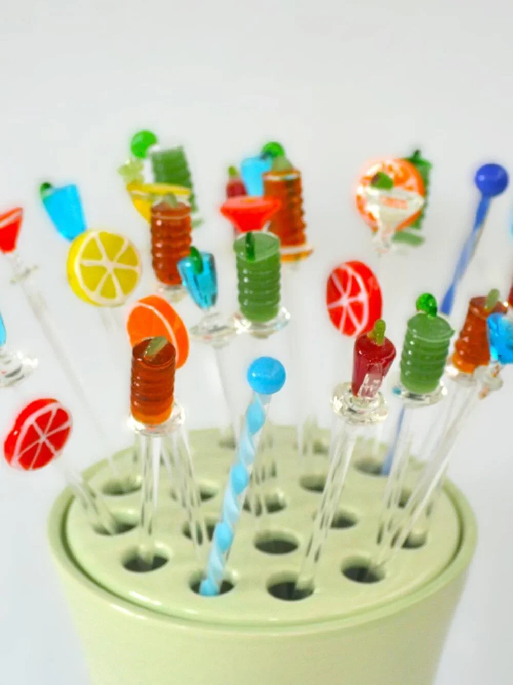 Glass Cocktail Stirrers Swizzlers Multicolor Barware